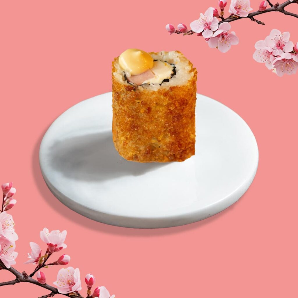 California frits avec cordon bleu, cream cheese, sésame grillé et sauce teriyaki - une création unique de Tastyrice.