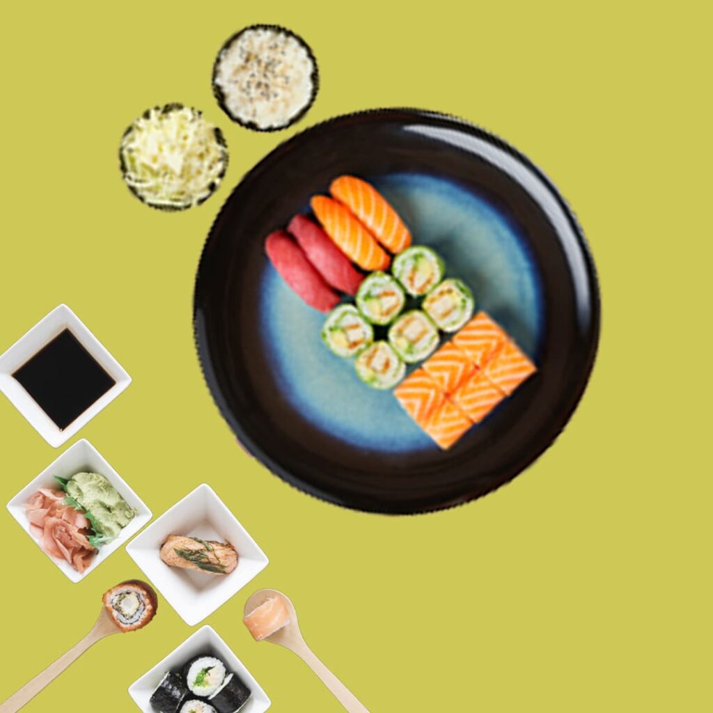 Menu Tasty 4 : un repas complet avec sushis, makis et options végétariennes, idéal pour découvrir les saveurs de Tastyrice.