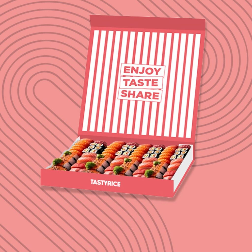 Tasty Boxe Gourmande : une boxe généreuse avec des sushis, makis et plats savoureux, parfaite pour les grandes faims - Tastyrice.